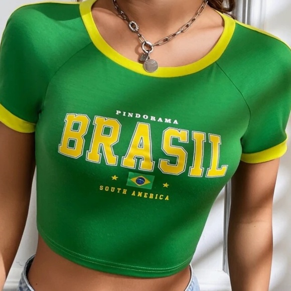 Brazil Baby Tee Crop Top - Picture 1 of 3